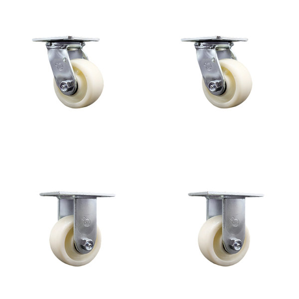 Service Caster 4 Piece Nylon Ball Bearing Caster Set with 2 Swivels and